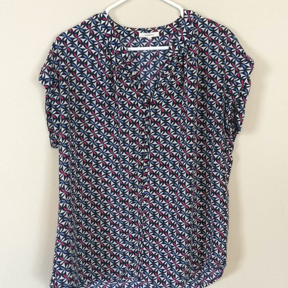 Pleione Geometric Patterned Blouse
